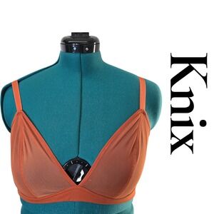 Knix Wireless Bra Rust Orange Mesh Triangle Cups Adjustable‎ Straps XL